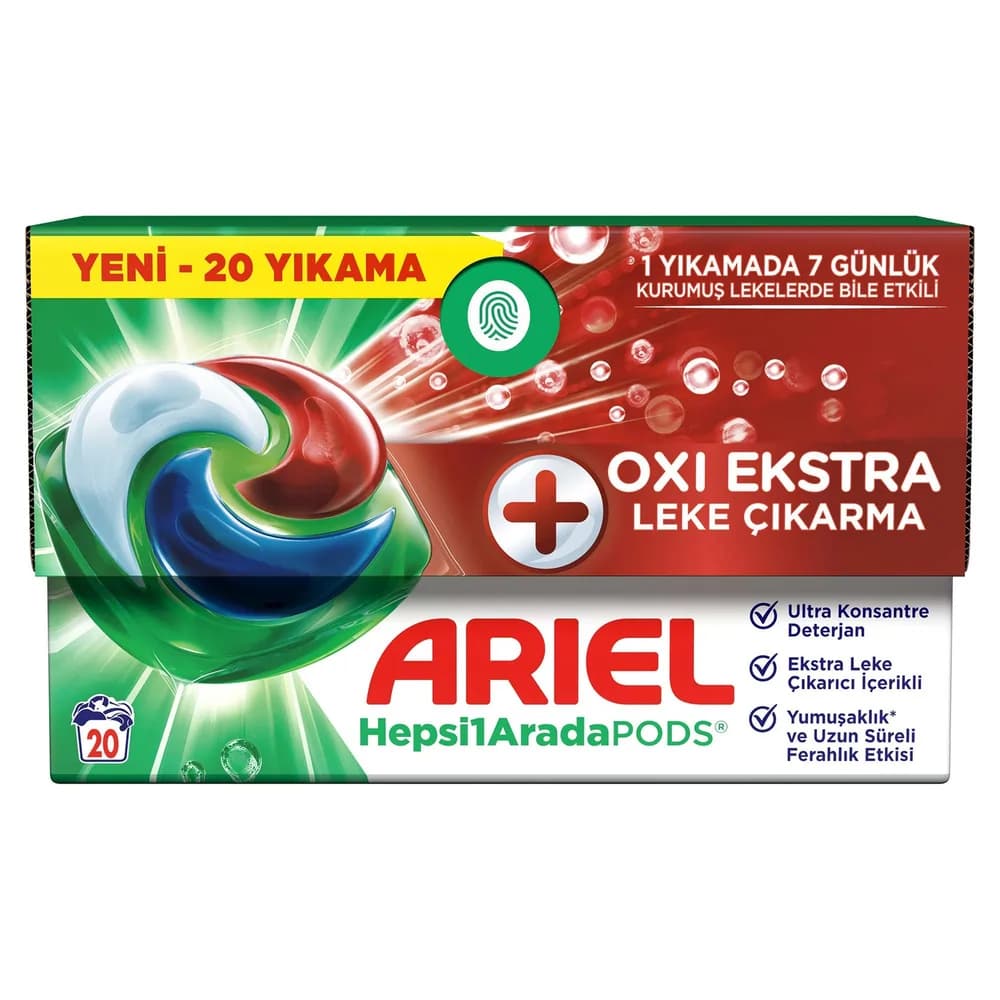 قرص ماشین لباسشویی لکه‌بر آریل Oxi Ekstra بسته 20 عددی — تصویر ۲