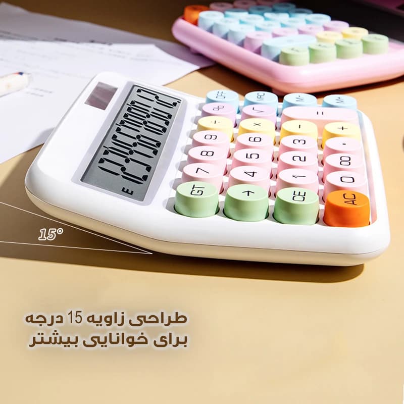 ماشین حساب رومیزی مدل خورشیدی پاستلی کد 2278 — تصویر ۳