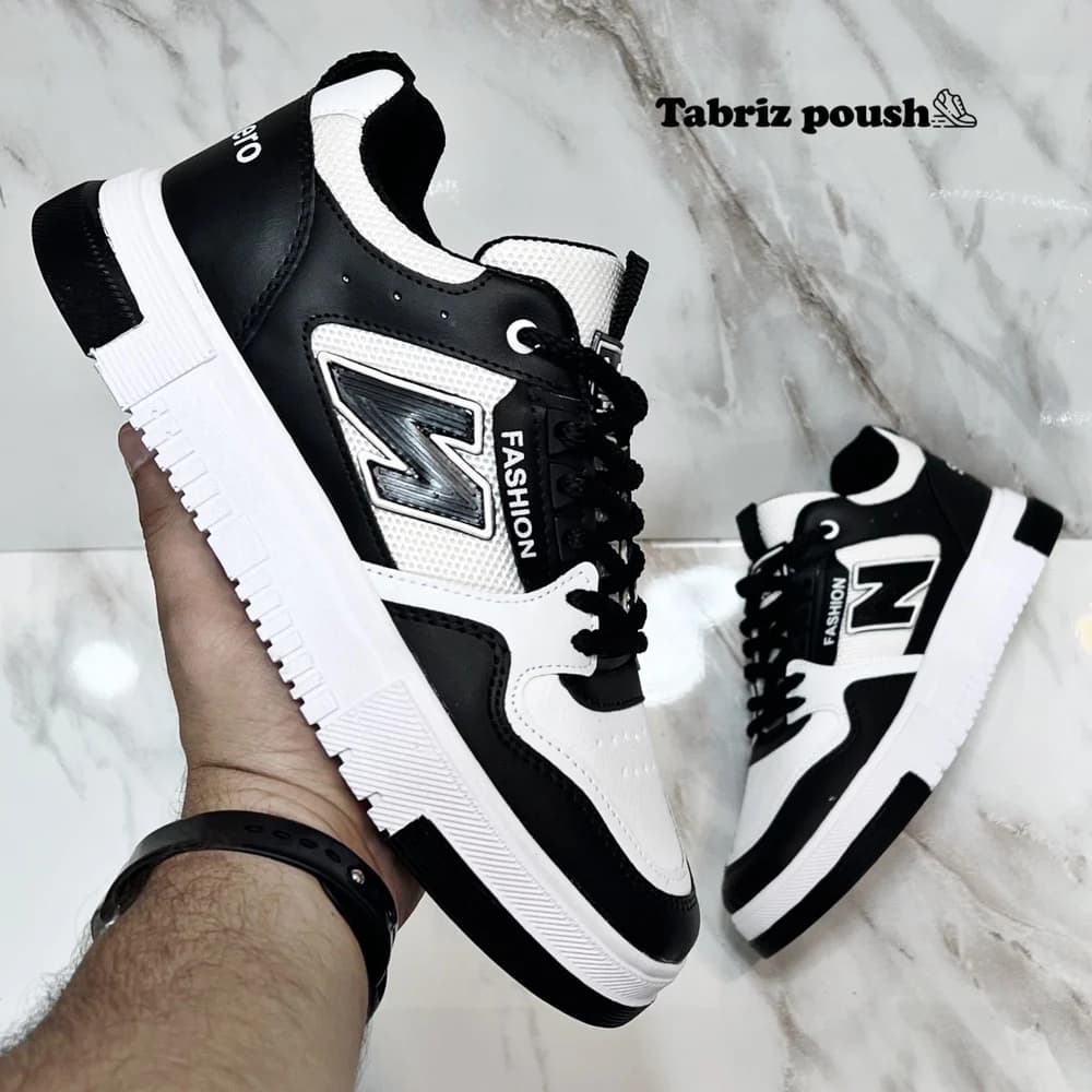 ونس نیوبالانس فشن سفید مشکی طبی رویه طرح چرم دور دوخت زیره eva تبریز پوش — تصویر ۱۱