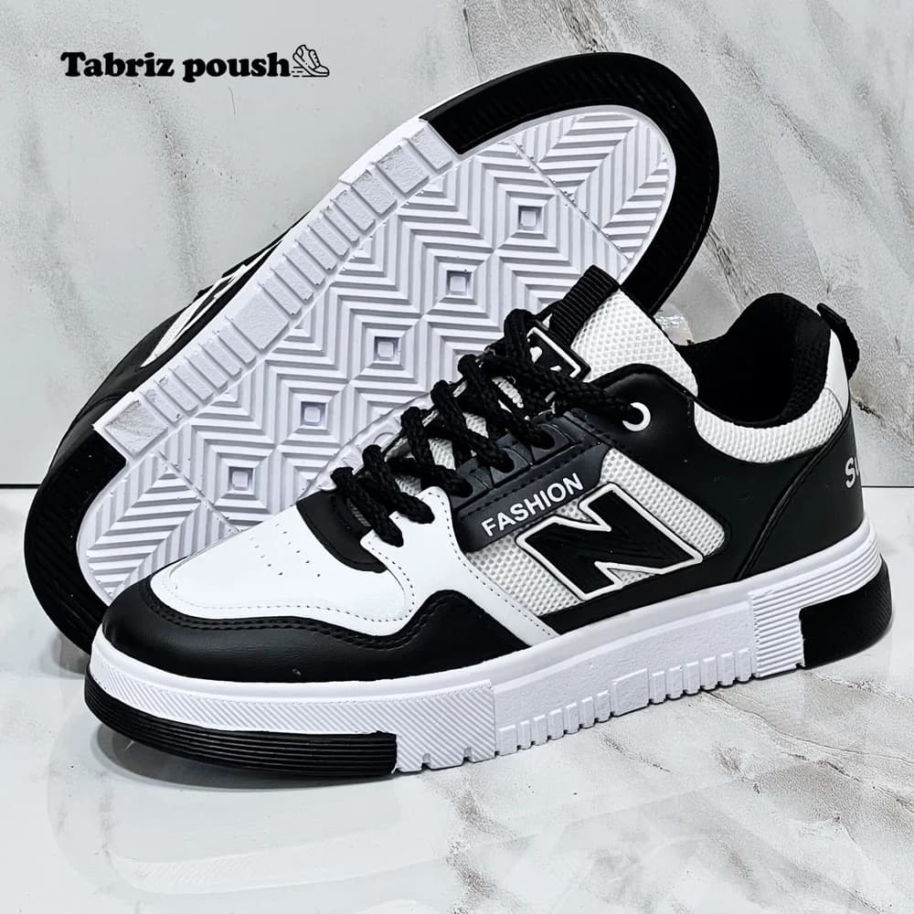 ونس نیوبالانس فشن سفید مشکی طبی رویه طرح چرم دور دوخت زیره eva تبریز پوش — تصویر ۸