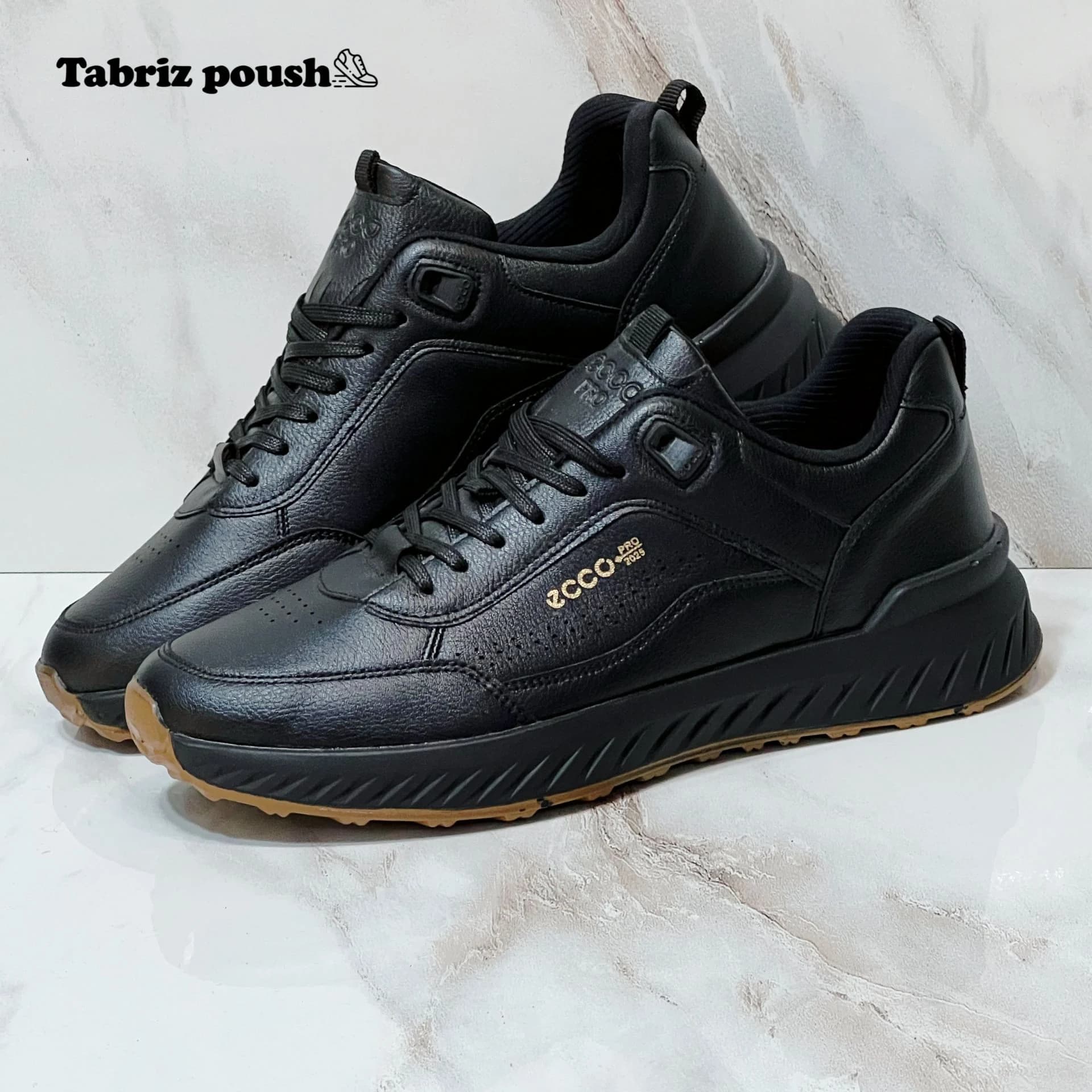 کفش طبی مردانه رویه طرح چرم اکو پرو دور دوخت رنگ مشکی سایز 40 41 42 تبریز پوش — تصویر ۸