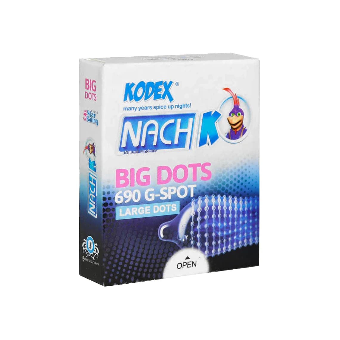 کاندوم خاردار درشت کدکس مدل بیگ داتس بسته 3 عددی — تصویر ۲