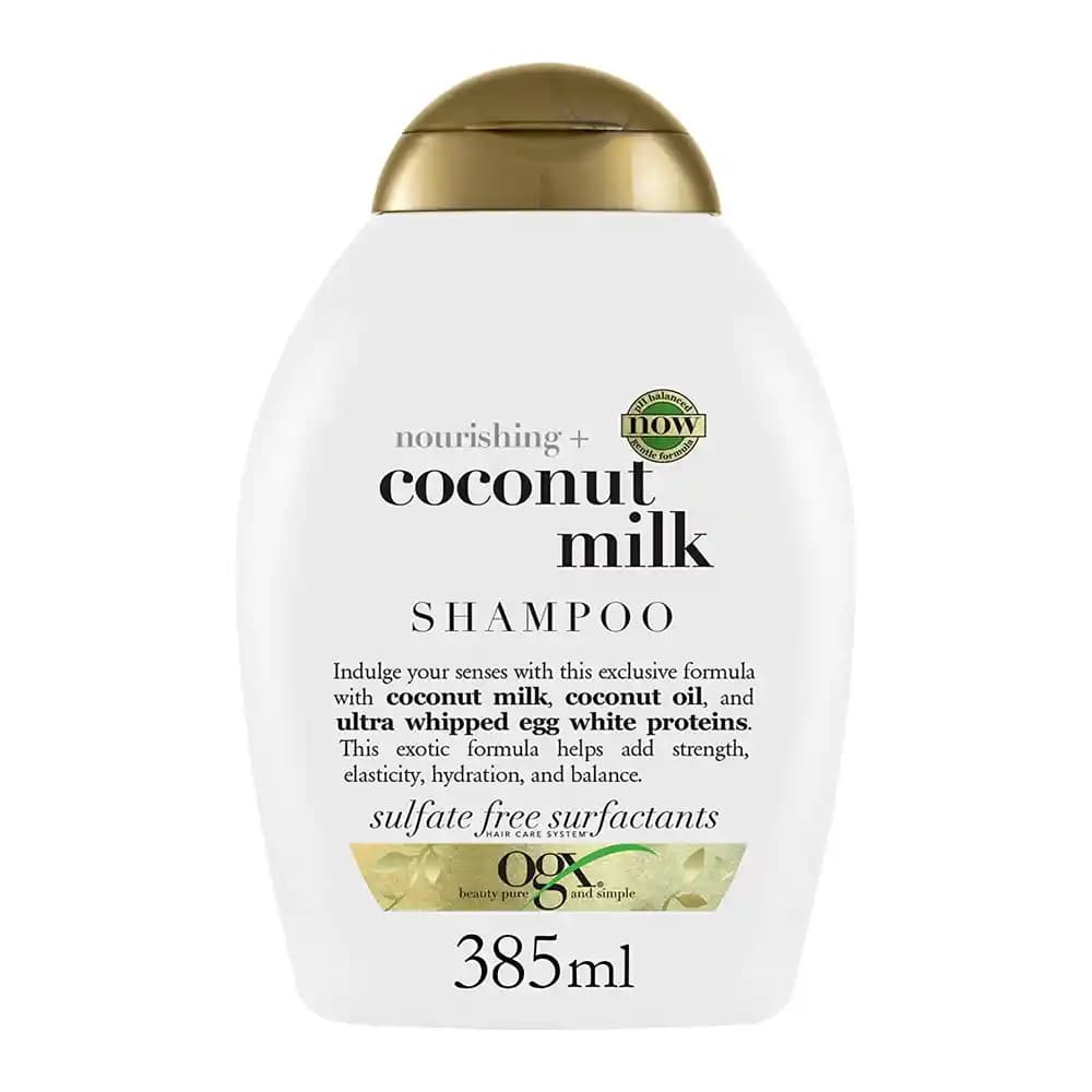 شامپو او جی ایکس OGX مرطوب کننده شیر نارگیل مدل Nourishing + Coconut Milk حجم 385 میل — تصویر ۲