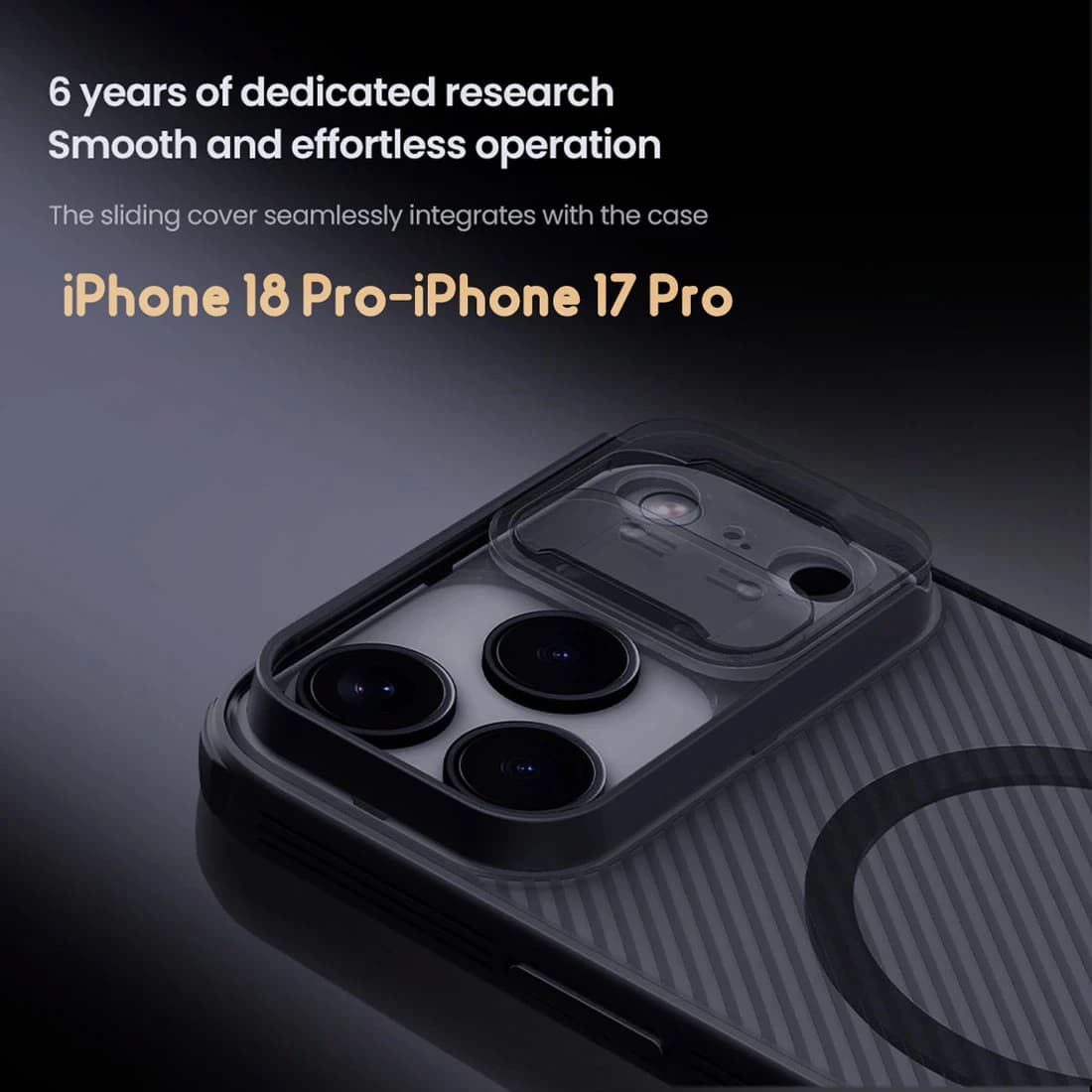 گارد ضد ضربه دودی مگنتی iPhone 18 Pro Max مارک نیلکین مدل Camshield Pro Magnetic Clear — تصویر ۱۲