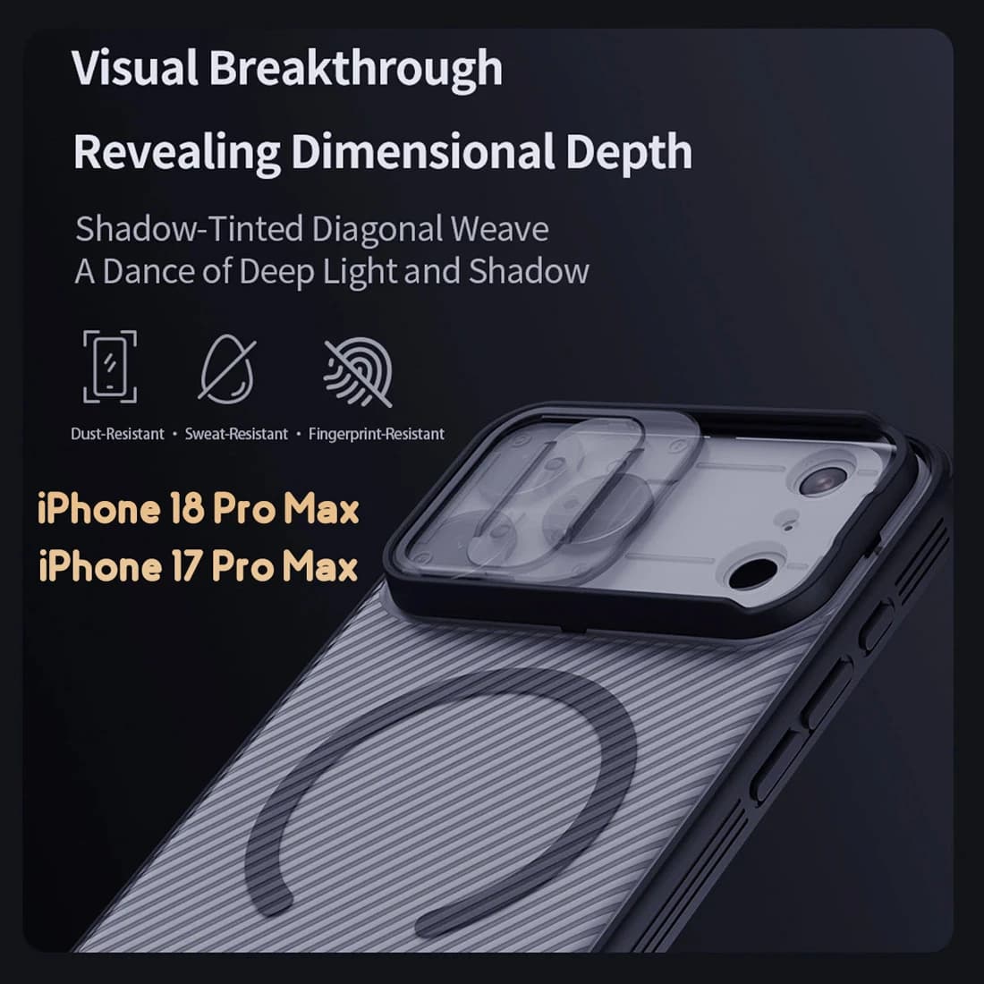 گارد ضد ضربه دودی مگنتی iPhone 18 Pro Max مارک نیلکین مدل Camshield Pro Magnetic Clear — تصویر ۵