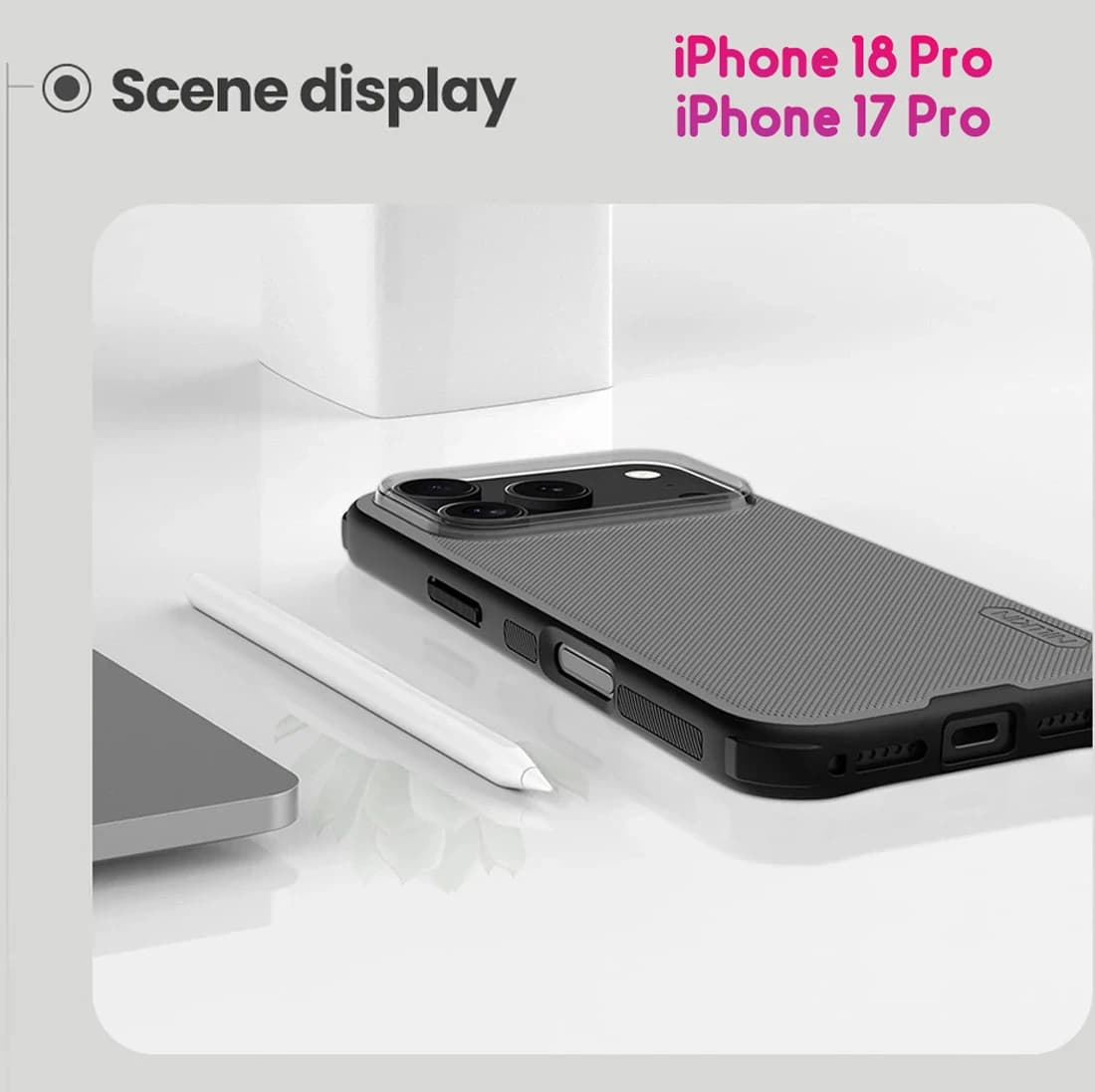 قاب ضدضربه دودی iPhone 18 Pro مارک نیلکین مدل Super Frosted Shield Pro Clear — تصویر ۱۲