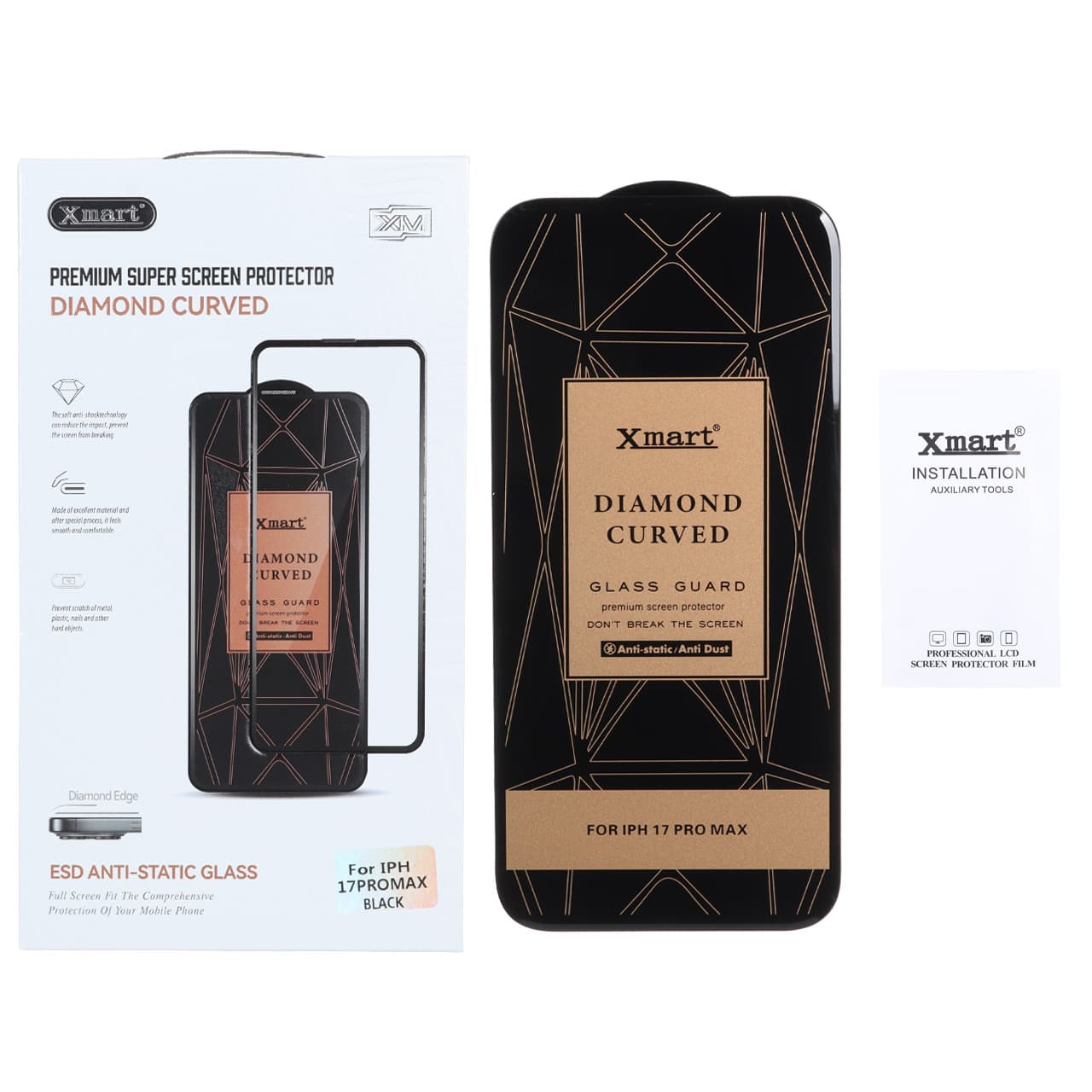 محافظ صفحه نمایش شیشه ای اورجینال XMART – Diamond Curved ESD Anti Static مدل Apple iPhone 17 Pro Max / iPhone 18 Pro Max (پک دار) — تصویر ۵