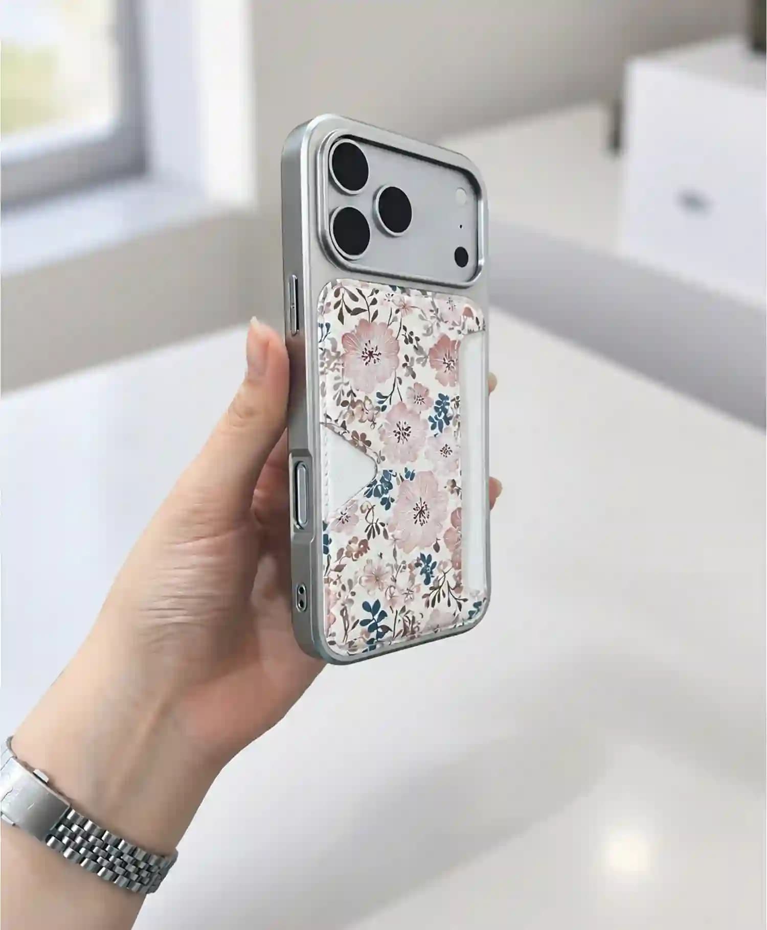 قاب چرمی جاکارتی دار طرح گل گوشی موبایل Iphone 17 Pro Max — تصویر ۱۰