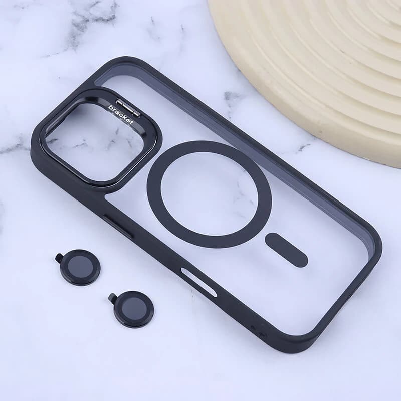 قاب PC مگ سیف Bracket آیفون iPhone 17 استندشو با محافظ لنز رینگی — تصویر ۲