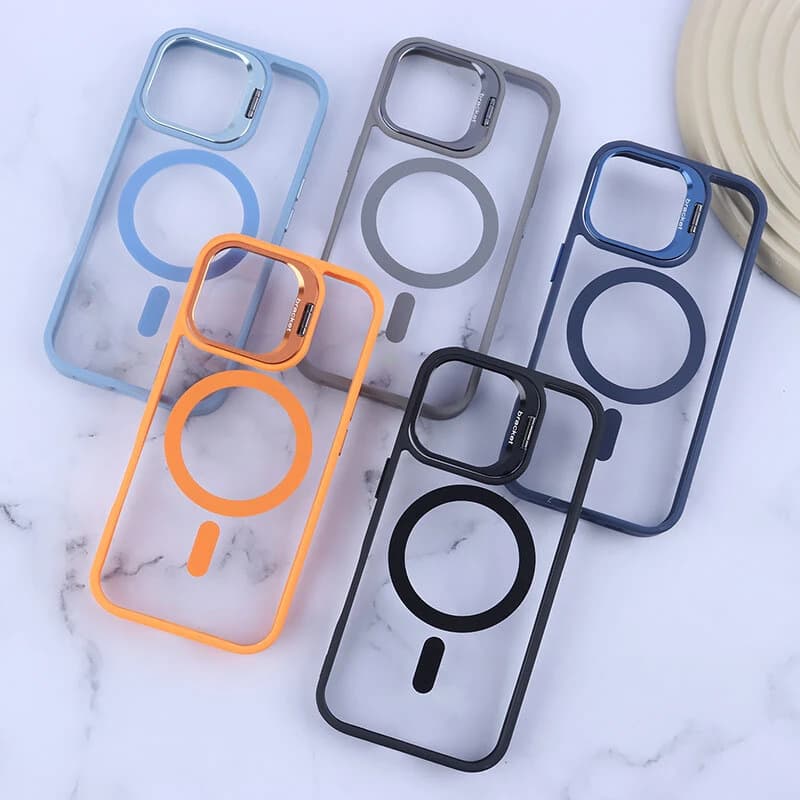 قاب PC مگ سیف Bracket آیفون iPhone 17 استندشو با محافظ لنز رینگی