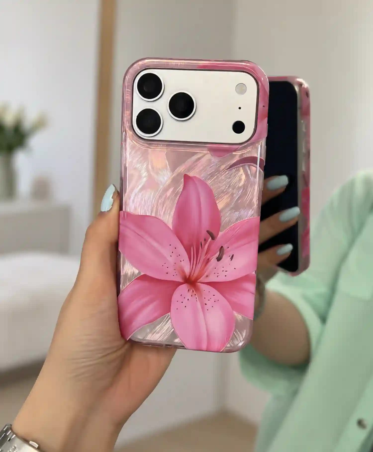 قاب هولوگرامی طرح براش لیلیوم گوشی موبایل Iphone 17 Pro Max — تصویر ۳