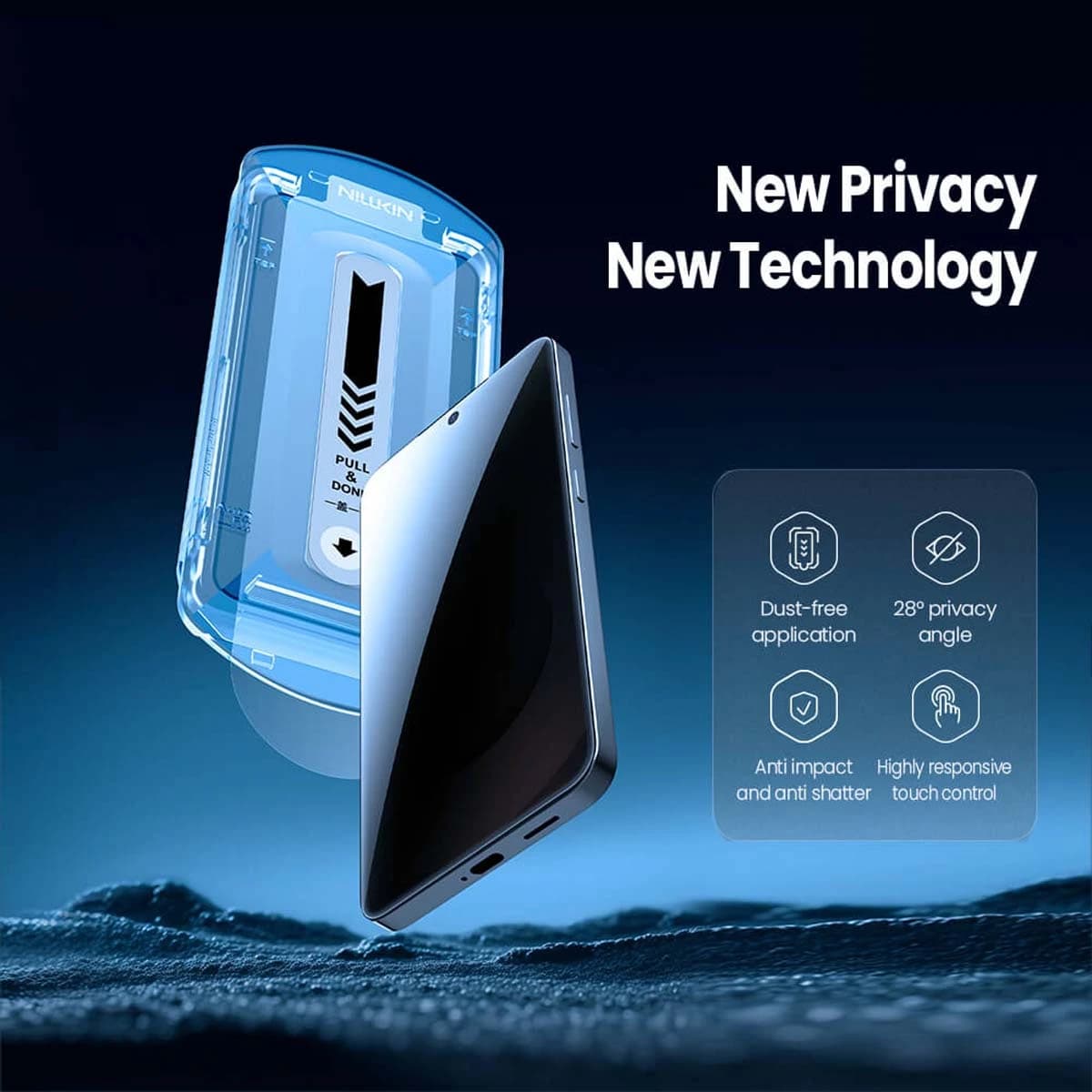 گلس حریم شخصی با ابزار مخصوص نصب Galaxy S26 Plus مارک نیلکین مدل Guardian — تصویر ۲