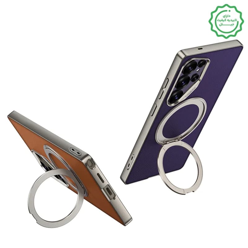 کاور چرمی GKK مدل MagSafe Stand برای Samsung Galaxy S26 Ultra | ضد ضربه با استند ۳۶۰ درجه — تصویر ۶