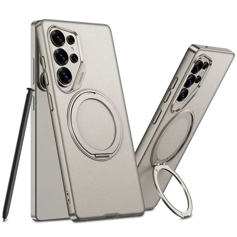 کاور چرمی GKK مدل MagSafe Stand برای Samsung Galaxy S26 Ultra | ضد ضربه با استند ۳۶۰ درجه — تصویر ۲