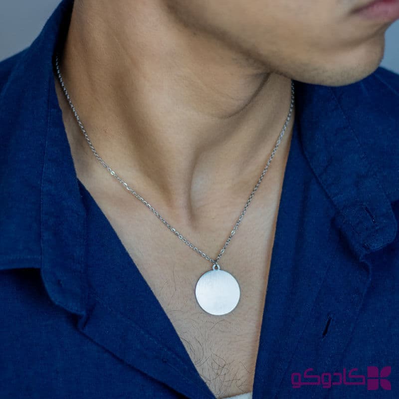 گردنبند دایره سایز ۲.۵ استیل نقره‌ای | مینیمال و اسپرت — تصویر ۱۱