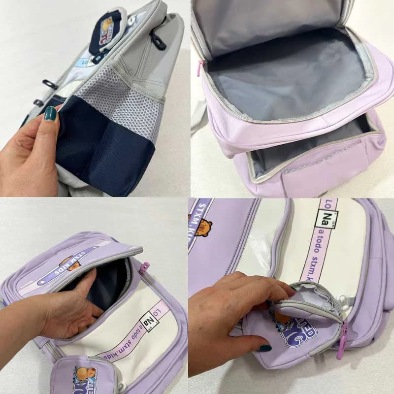 کیف و کوله پشتی مدرسه مدل لونا+ کیف جانبی — تصویر ۴