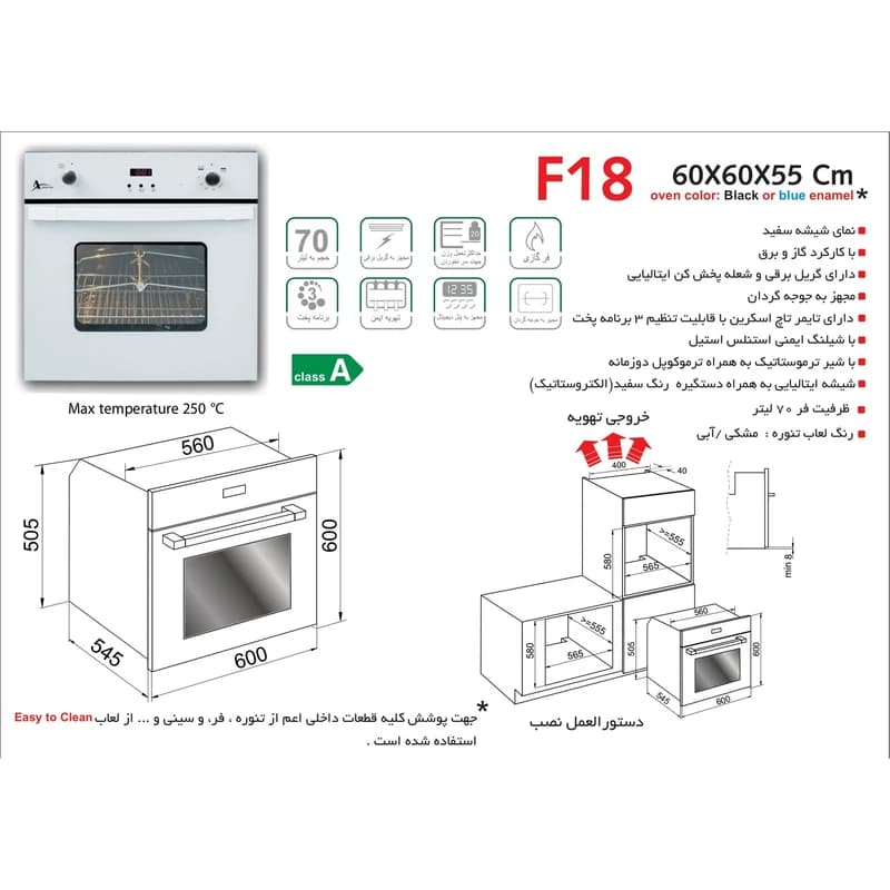 فر توکار اخوان مدل F18 (برق و گاز) — تصویر ۲