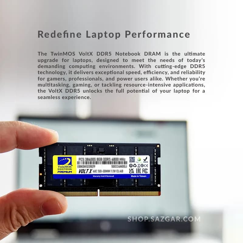 حافظه رم دسکتاپ توین موس VOLTX DDR5 فرکانس 4800 مگاهرتز CL40 ظرفیت 16 گیگابایت — تصویر ۵