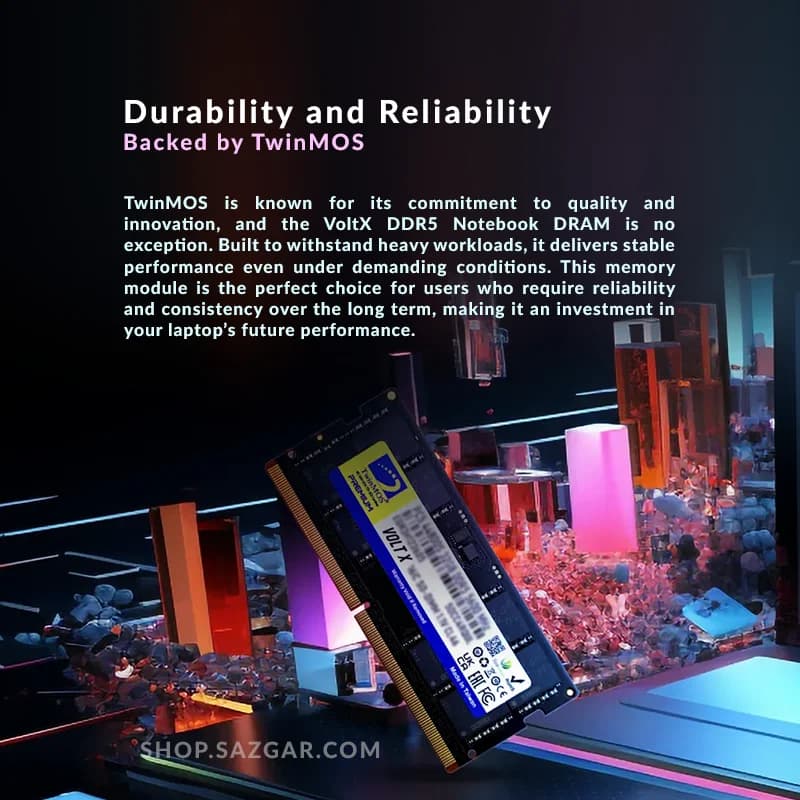 حافظه رم دسکتاپ توین موس VOLTX DDR5 فرکانس 4800 مگاهرتز CL40 ظرفیت 16 گیگابایت — تصویر ۴