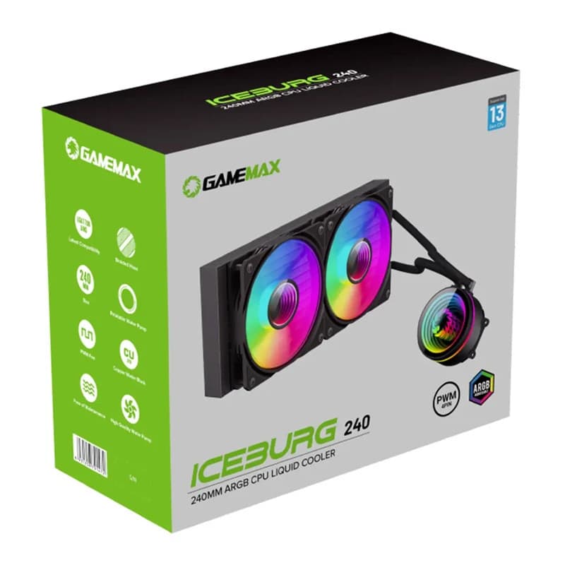 فن خنک کننده CPU گیم مکس GameMax Iceburg 240 Infinity BL ARGB — تصویر ۲