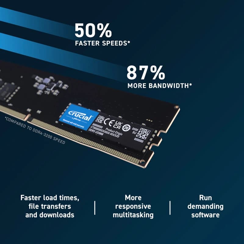 رم کامپیوتر کروشیال DDR5 32GB Single 4800MHz CL40 — تصویر ۵