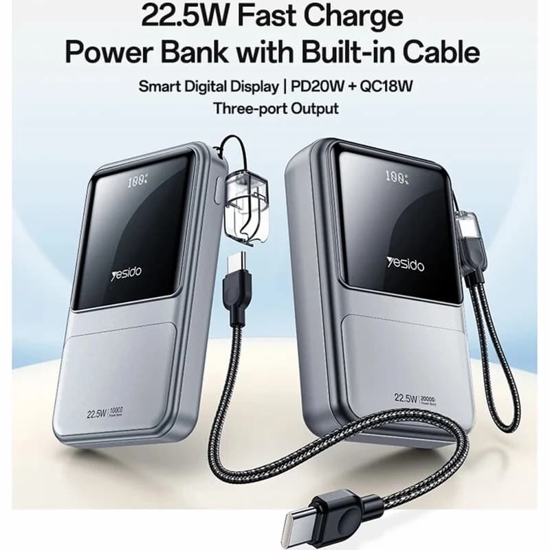 پاور بانک فست شارژ یسیدو YP96 PD 22.5W ظرفیت 10000 میلی آمپر ساعت — تصویر ۸