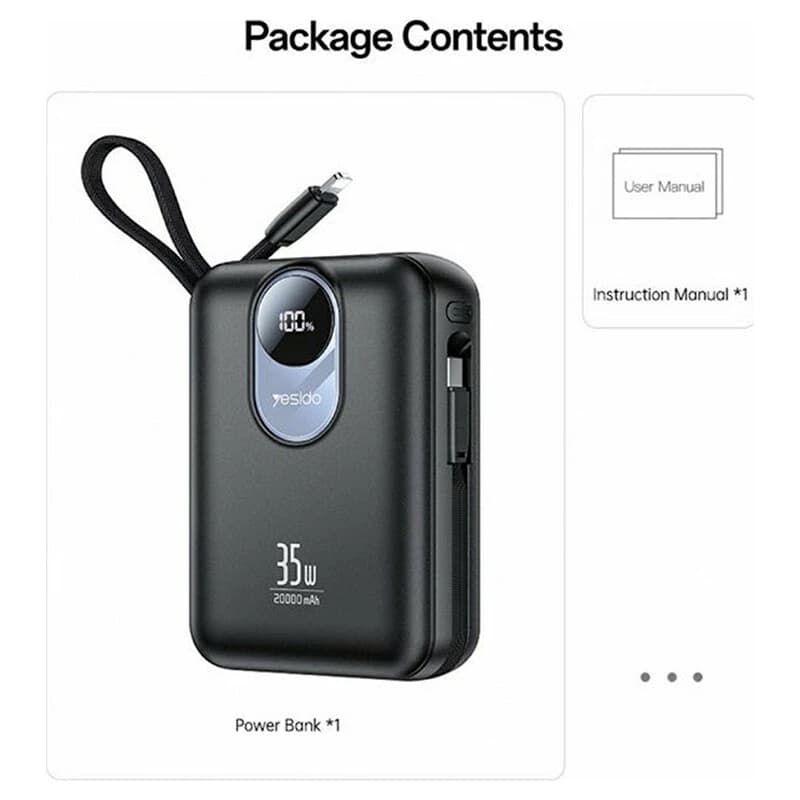 پاور بانک فست شارژ یسیدو YP94 PD 35W ظرفیت 20000 میلی آمپر ساعت — تصویر ۳