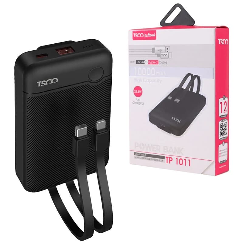 پاور بانک فست شارژ تسکو TP 1011 QC3.0 PD 22.5W ظرفیت 10000 میلی آمپر ساعت