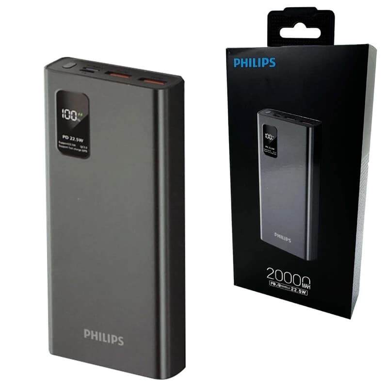 پاور بانک فست شارژ فیلیپس DLP2020 QC3.0 PD 22.5W High Copy ظرفیت 20000 میلی آمپر ساعت — تصویر ۹