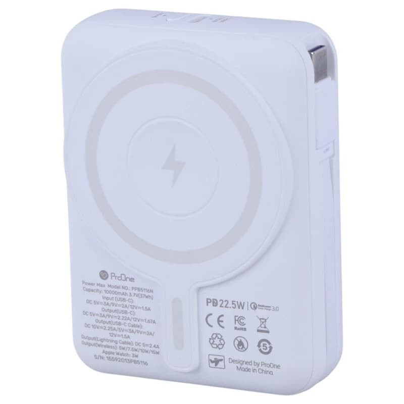 پاور بانک بی سیم فست شارژ پرووان PPB5116N QC3.0 PD 22.5W ظرفیت 10000 میلی آمپر ساعت — تصویر ۷