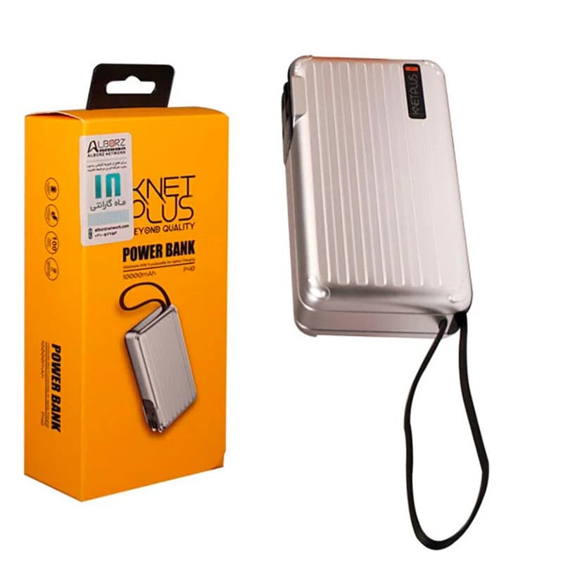 شارژر دیواری و پاور بانک فست شارژ کی نت پلاس KP-P40 PD QC3.0 GaN 30W ظرفیت 10000 میلی آمپر ساعت