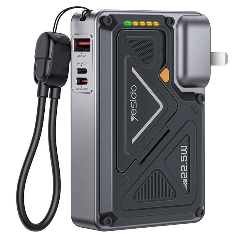 شارژر دیواری و پاور بانک بی سیم فست شارژ یسیدو YP89 PD 22.5W ظرفیت 10000 میلی آمپر ساعت — تصویر ۳