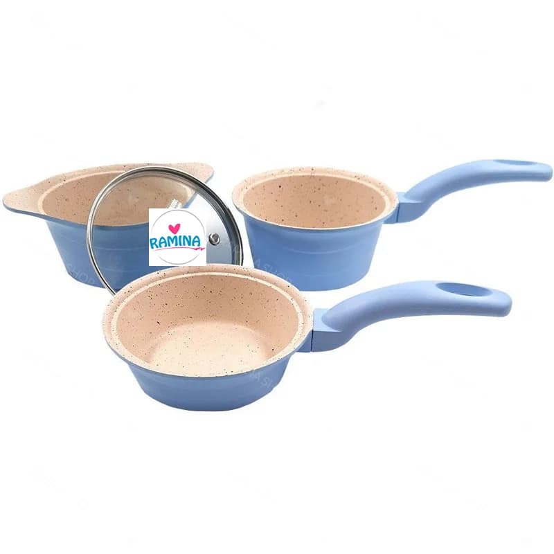 سرویس قابلمه گرانیتی 4 پارچه نوزاد مدل دیاکو آبی عروس Aroos — تصویر ۲