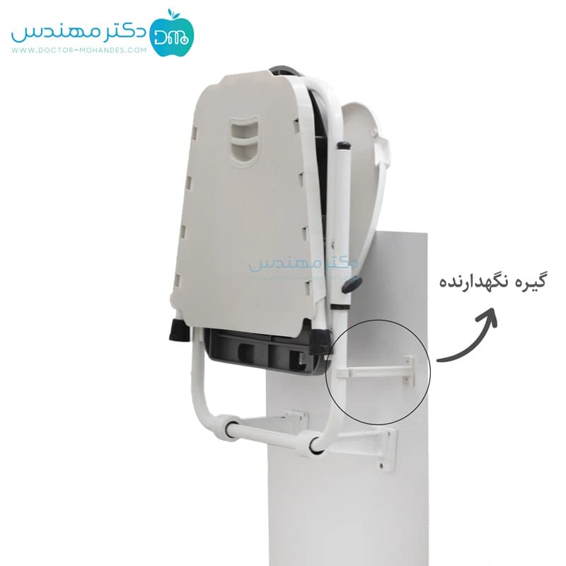 توالت فرنگی دیواری تاشو تیوان طب (پایه آلومینیومی) با قیف تاشو — تصویر ۵