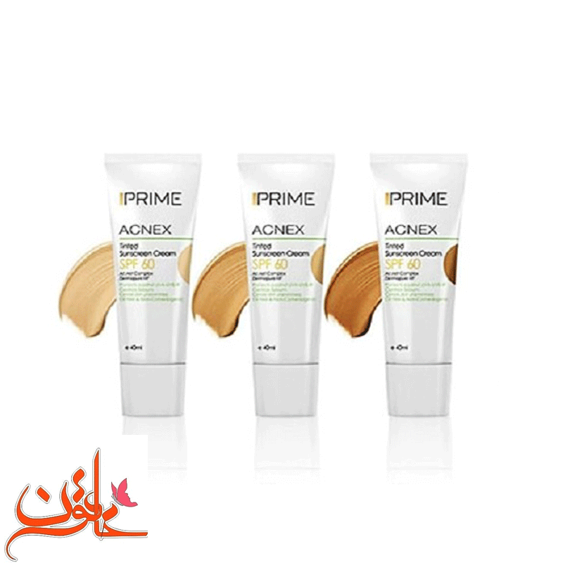 کرم ضد آفتاب رنگی پرایم فاقد چربی مدل Acnex Tinted رنگ بژ _ بژ روشن _ برنز
