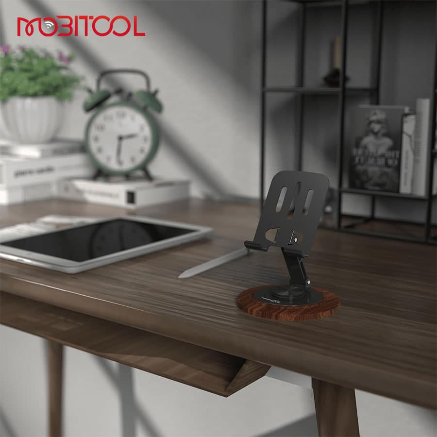 استند رومیزی چرخشی موبایل پرودو Porodo Blue Desktop Phone Holder 360° Rotating Base — تصویر ۴
