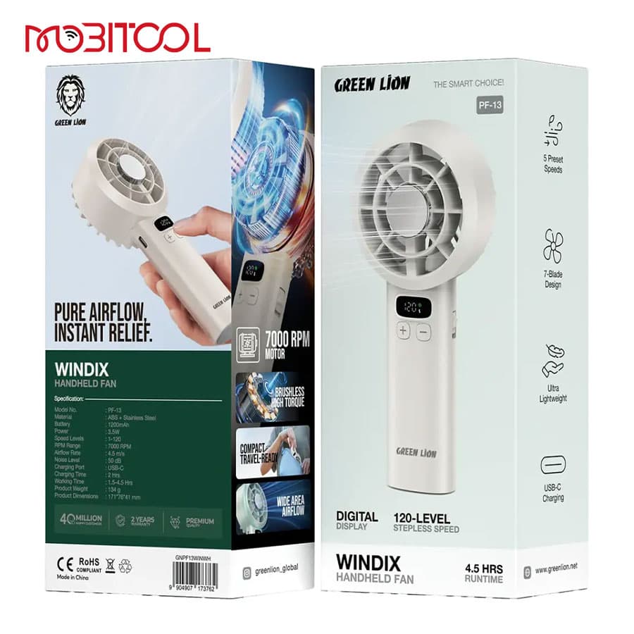 پنکه دستی گرین لاین Green Lion Windix Handheld Fan — تصویر ۹