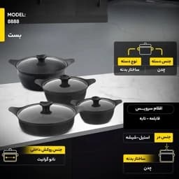 سرویس قابلمه 8 پارچه بست BEST - چدن گرانیت — تصویر ۲