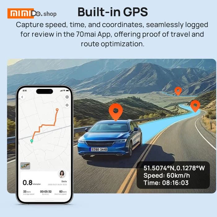 دوربین خودرو شیائومی Xiaomi 70mai A800SE Dash Cam همراه دوربین عقب — تصویر ۵