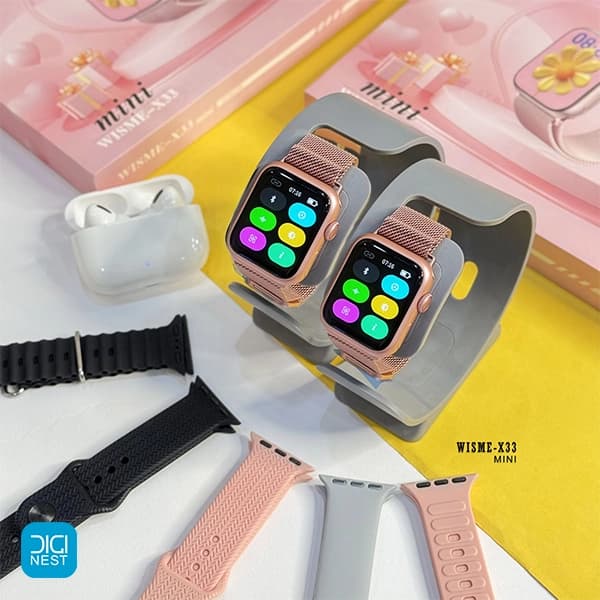 ساعت هوشمند WISME X33 mini با 5 بند و ایرپاد اپل — تصویر ۷