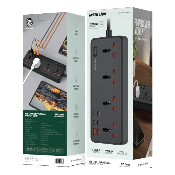 چندراهی برق هوشمند گرین لاین Green Lion GS-700 Universal Power Strip — تصویر ۵