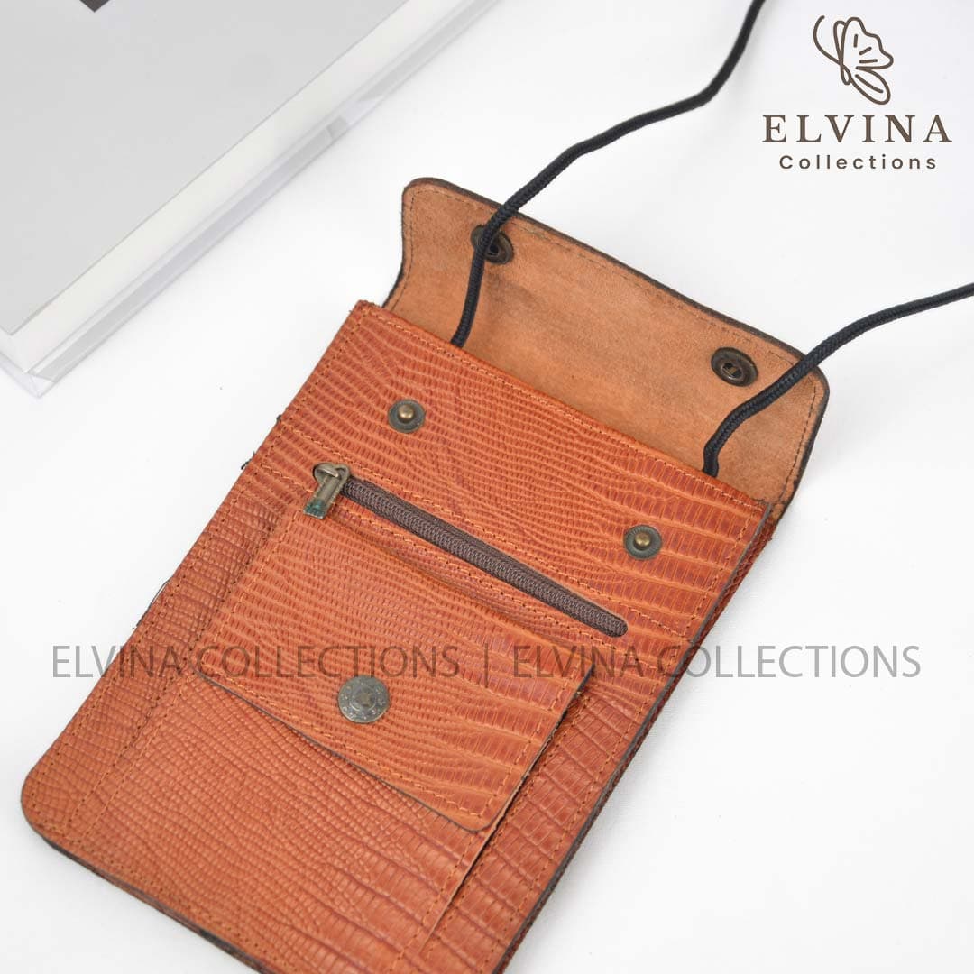 کیف گردنی چرم طبیعی طرح لیزارد کد 1446 — تصویر ۷