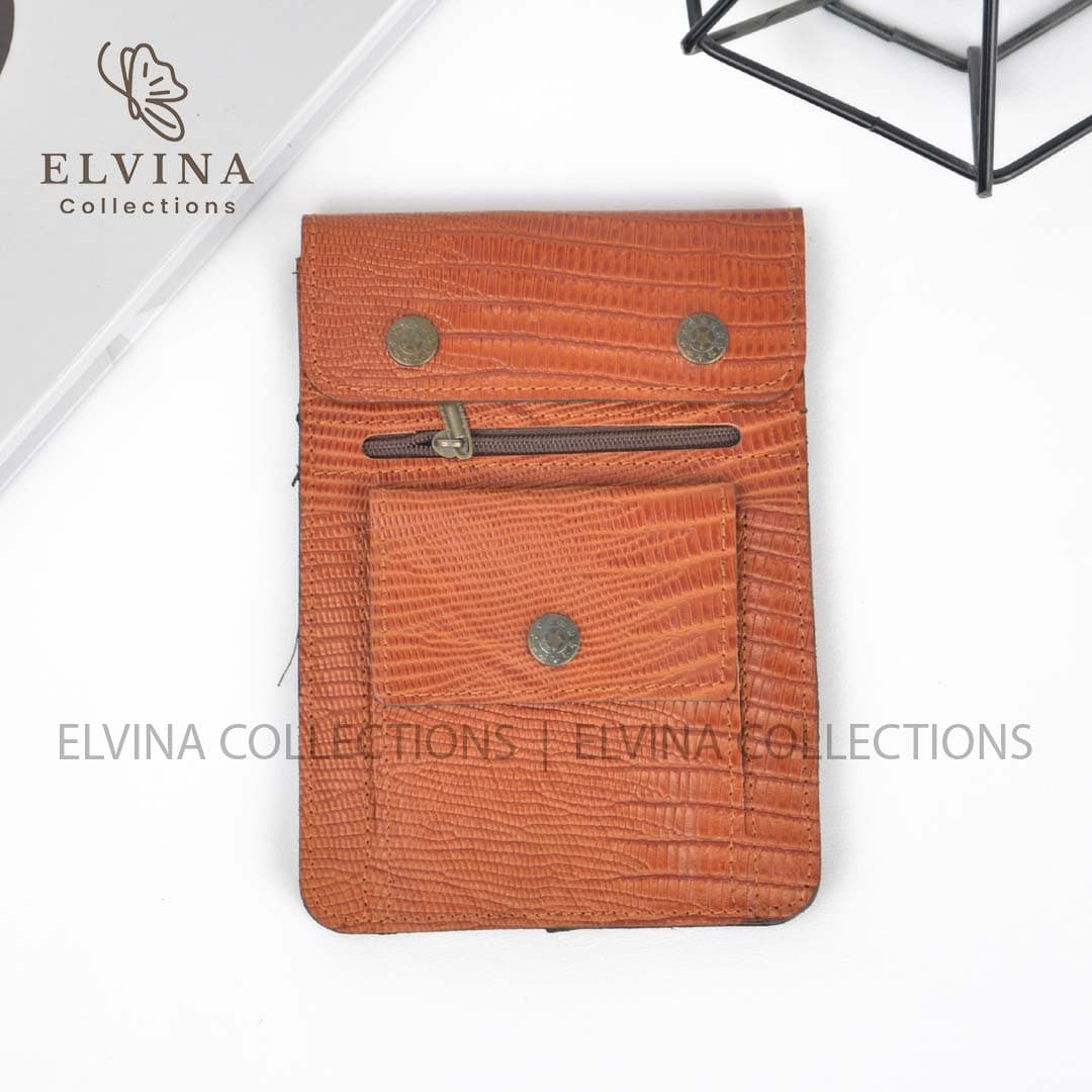کیف گردنی چرم طبیعی طرح لیزارد کد 1446 — تصویر ۵