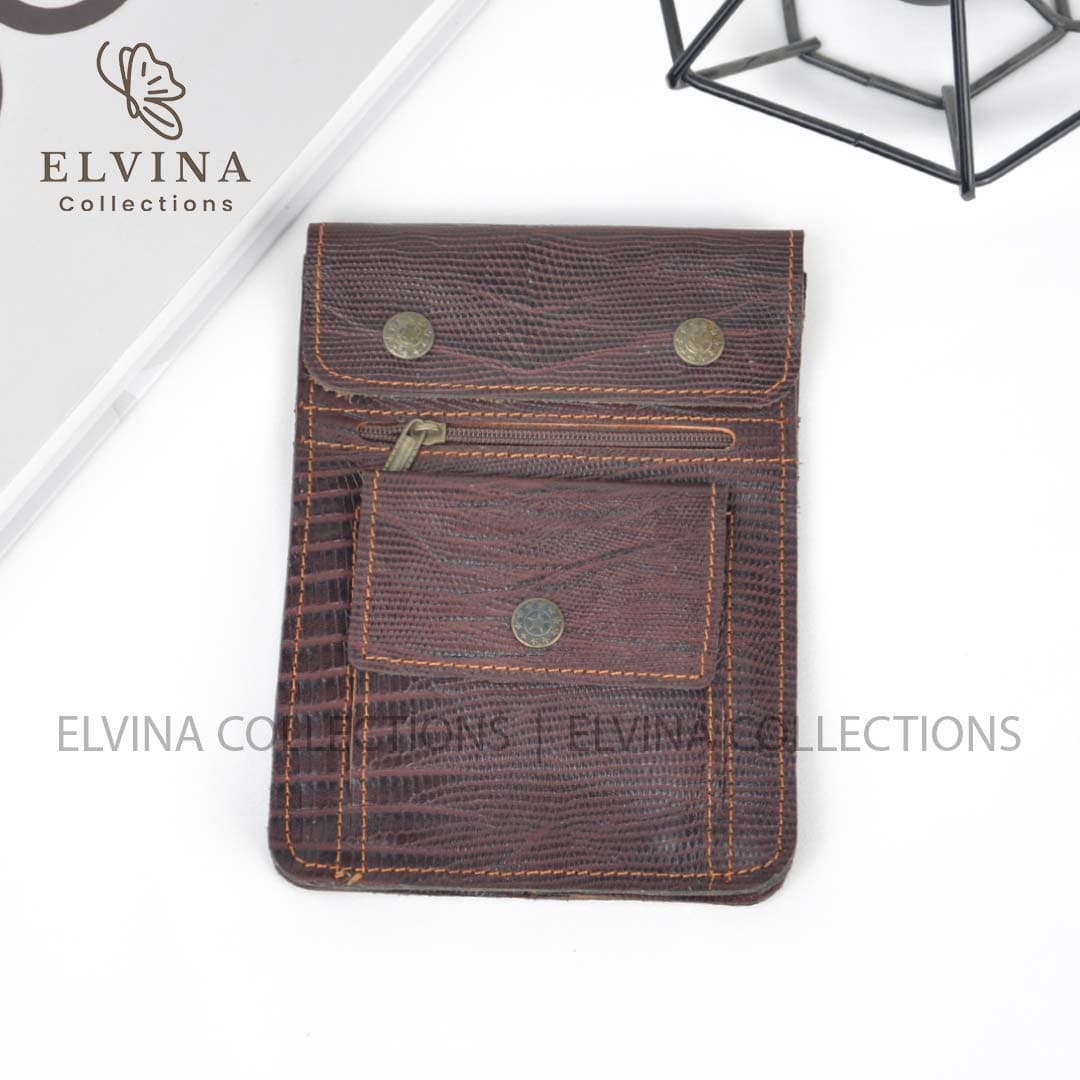 کیف گردنی چرم طبیعی طرح لیزارد کد 1446 — تصویر ۳