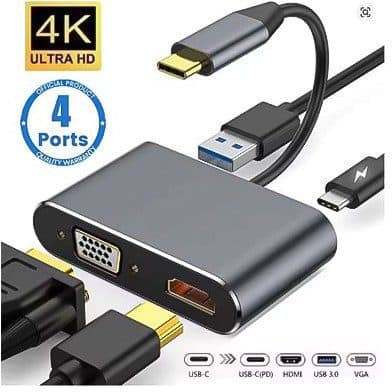 هاب 4 پورت تایپ سی مدل Type-C To HDMI / VGA / PD / USB دیتک کد 8961 — تصویر ۳