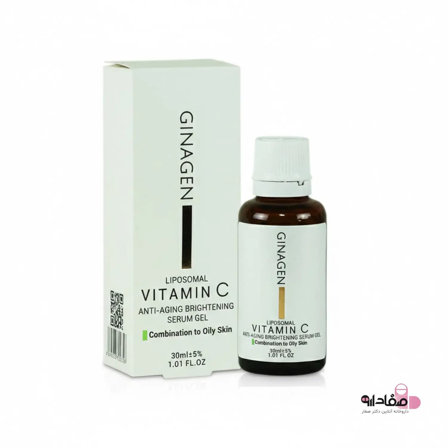 ژل سرم ویتامین C ژیناژن مدل Liposomal مناسب پوست چرب و مختلط حجم 30 میلی لیتر | Ginagen Vitamin C Brightening Gel For Oily Skin — تصویر ۳
