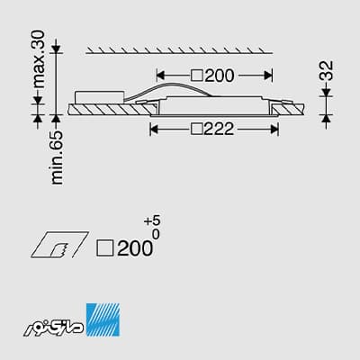 چراغ دانلایت توکار 25 وات 20*20 سانتی مدل آریانا سری Reliance مازی نور — تصویر ۲