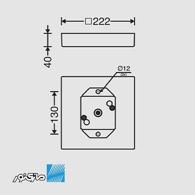 چراغ دانلایت روکار 36 وات 22*22 سانتی مدل آریانا سری Reliance مازی نور — تصویر ۴