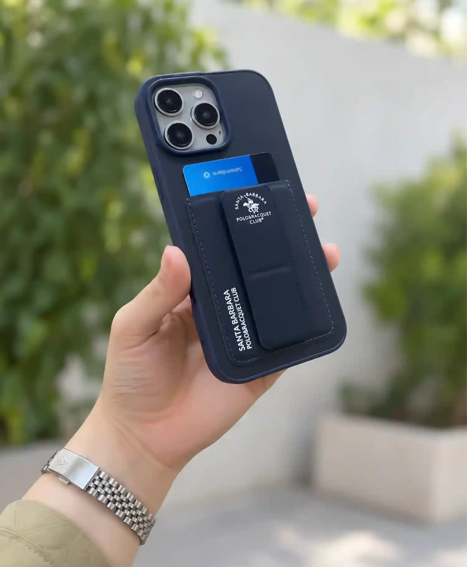 قاب چرمی پولو جاکارتی دار استند دار گوشی موبایل Iphone 16 Pro Max — تصویر ۱۰