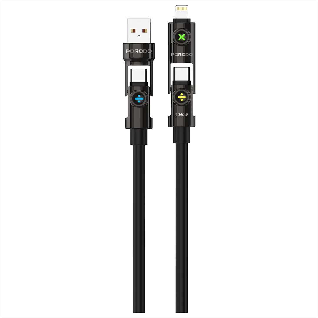 کابل پرودو Porodo Powerglow 4-In-1 High-Speed Charging Cable PD 240W